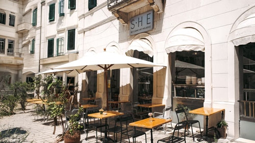 SHE Bistro outdoor terrace in Sibenik's historic old town